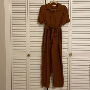 Tradlands Finn Jumpsuit in Clay Tencel Linen